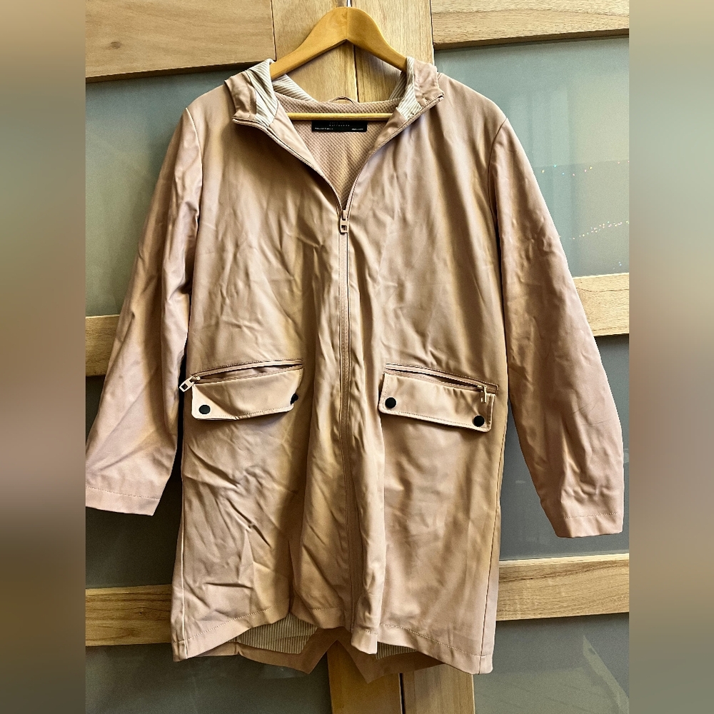 Zara Blush Pink Rubberized Waterproof Raincoat / Trench
